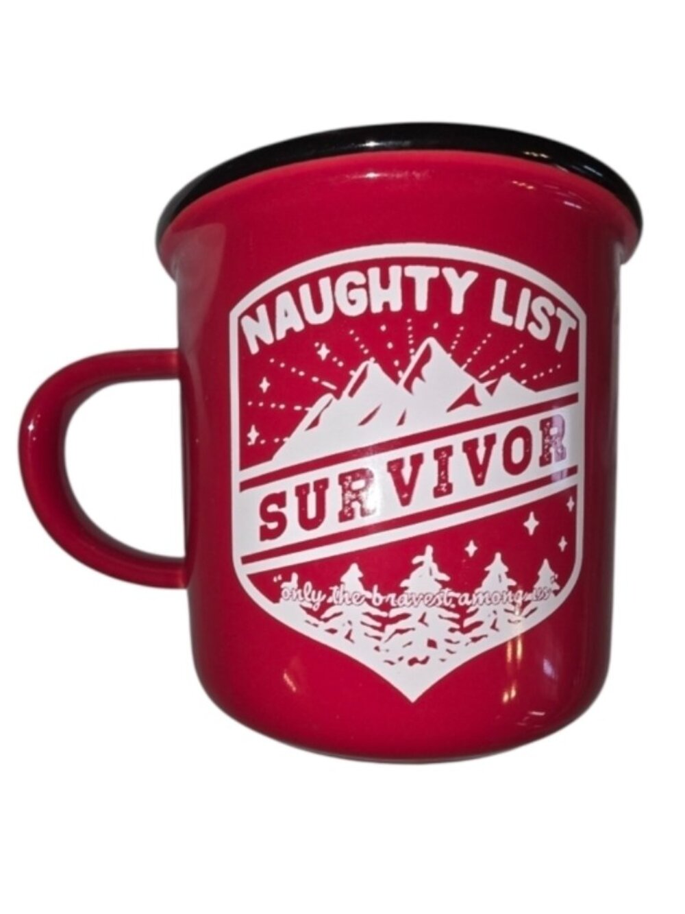 Naughty List Survival Christmas Mug Winter Cup Snow Winter Red White Black